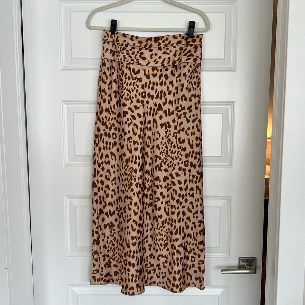 Free People Leopard Print Midi Skirt